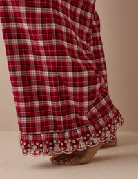 Red Check Broderie Hem Pyjama Bottoms