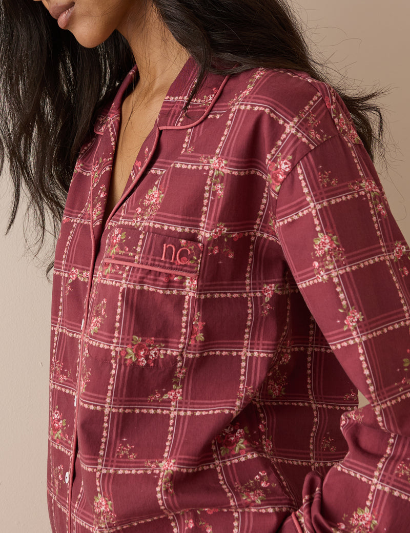 Red Check and Floral Pyjama Set