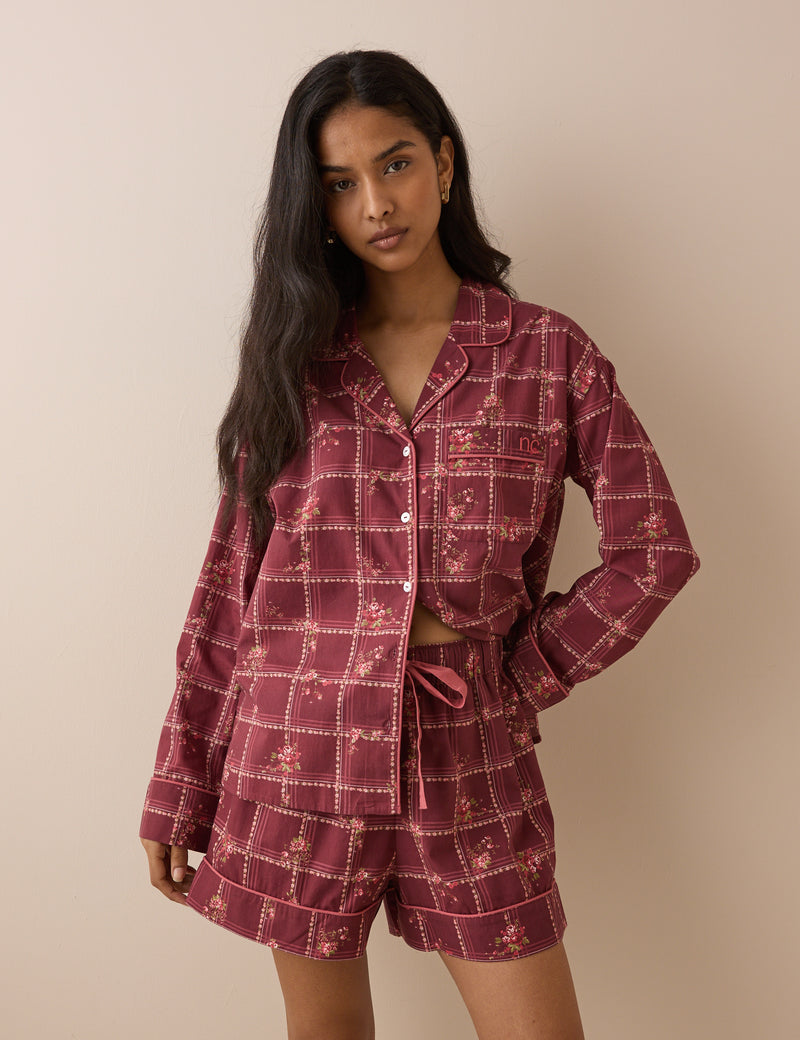Red Check and Floral Pyjama Set