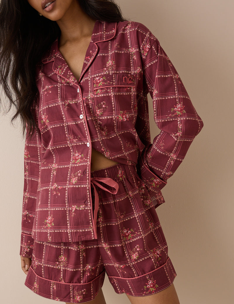 Red Check and Floral Pyjama Set