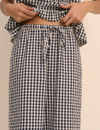 Navy Gingham Wide Leg Sia Trousers