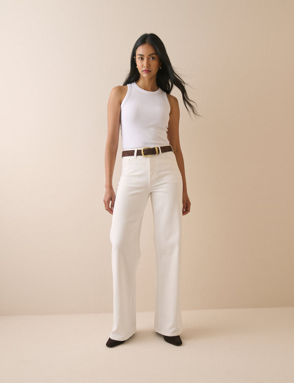 Ecru High Rise Soho Wide Jeans