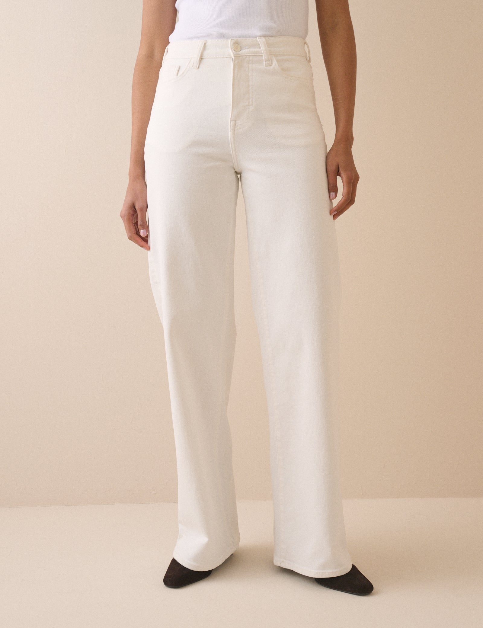 Ecru High Rise Soho Wide Jeans