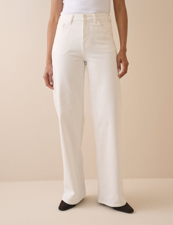 Ecru High Rise Soho Wide Jeans