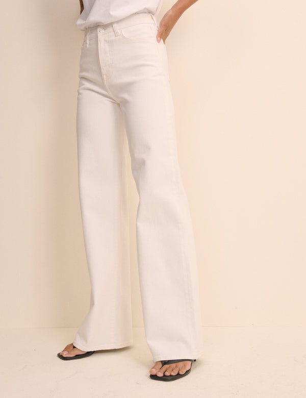 Ecru High Rise Soho Wide Jeans