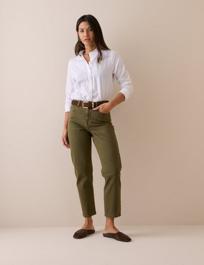 Khaki High Rise Camden Tapered Jeans