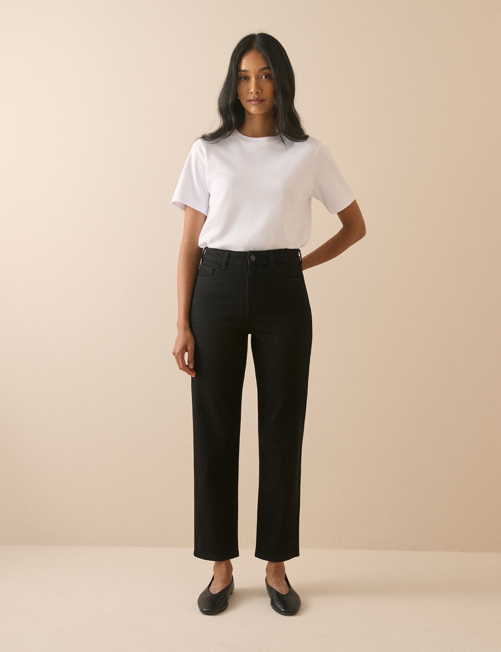 Black Mid Rise Camden Tapered Jeans