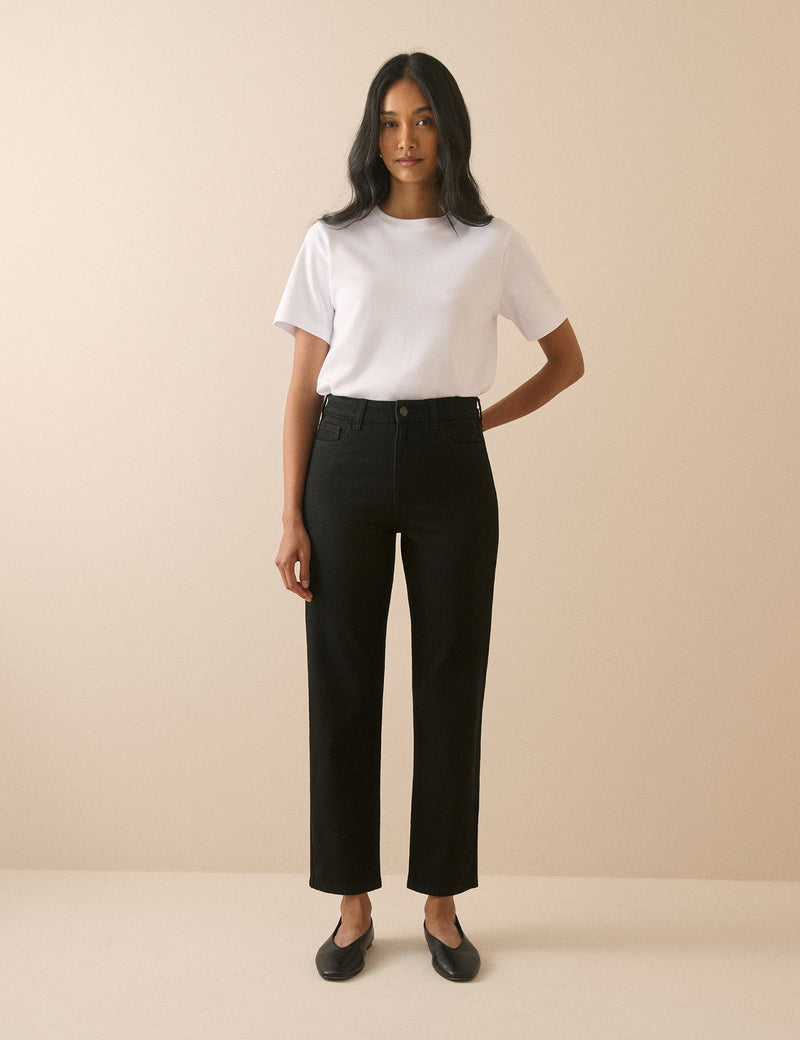 Black Mid Rise Camden Tapered Jeans