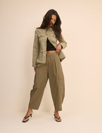 Sage Green Denim Military Jacket