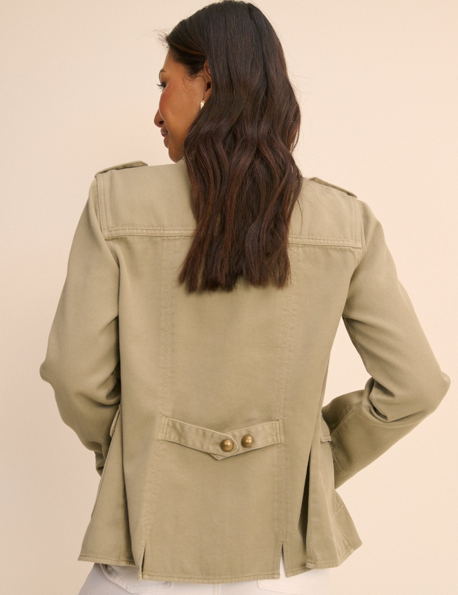 Sage Green Denim Military Jacket