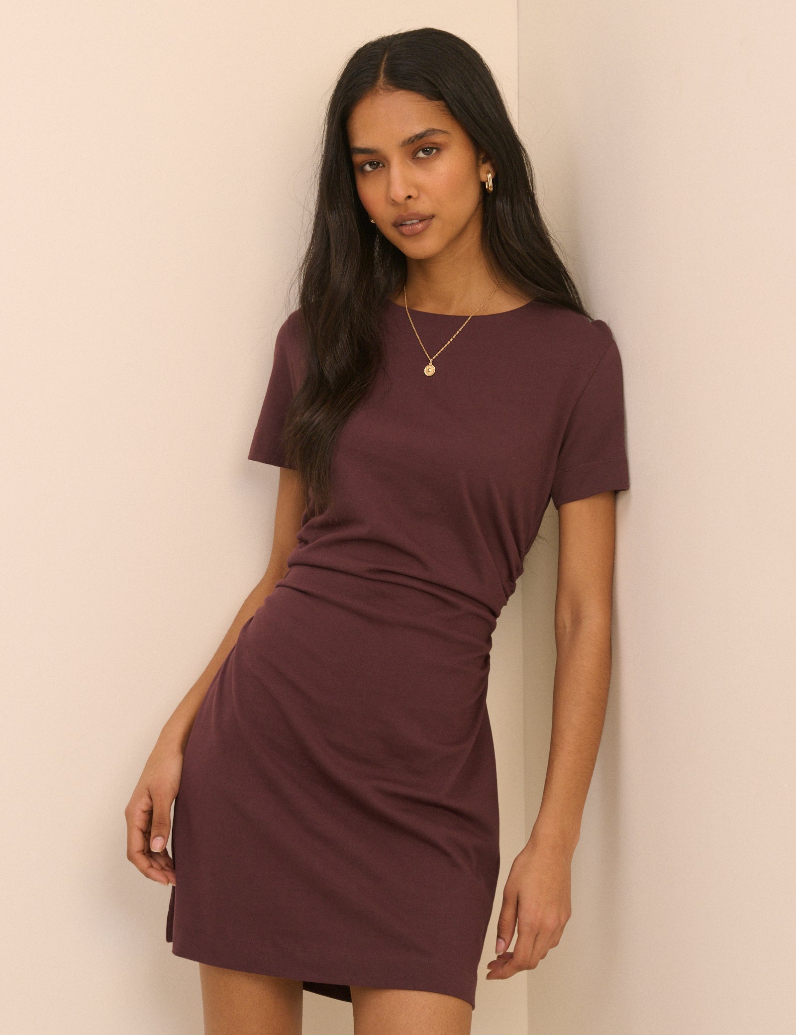 Chocolate Plum Jersey Jordan Mini Dress