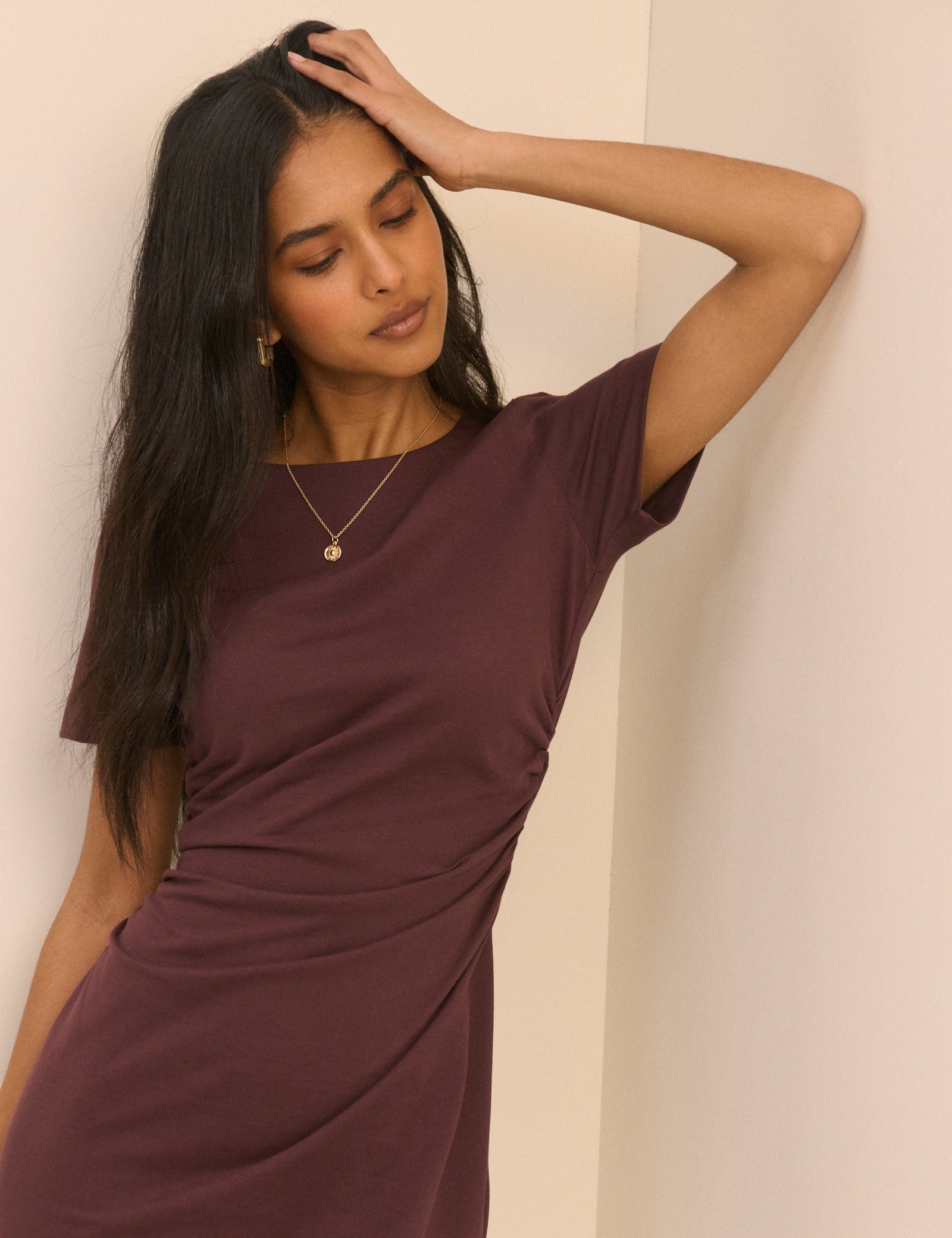 Chocolate Plum Jersey Jordan Mini Dress