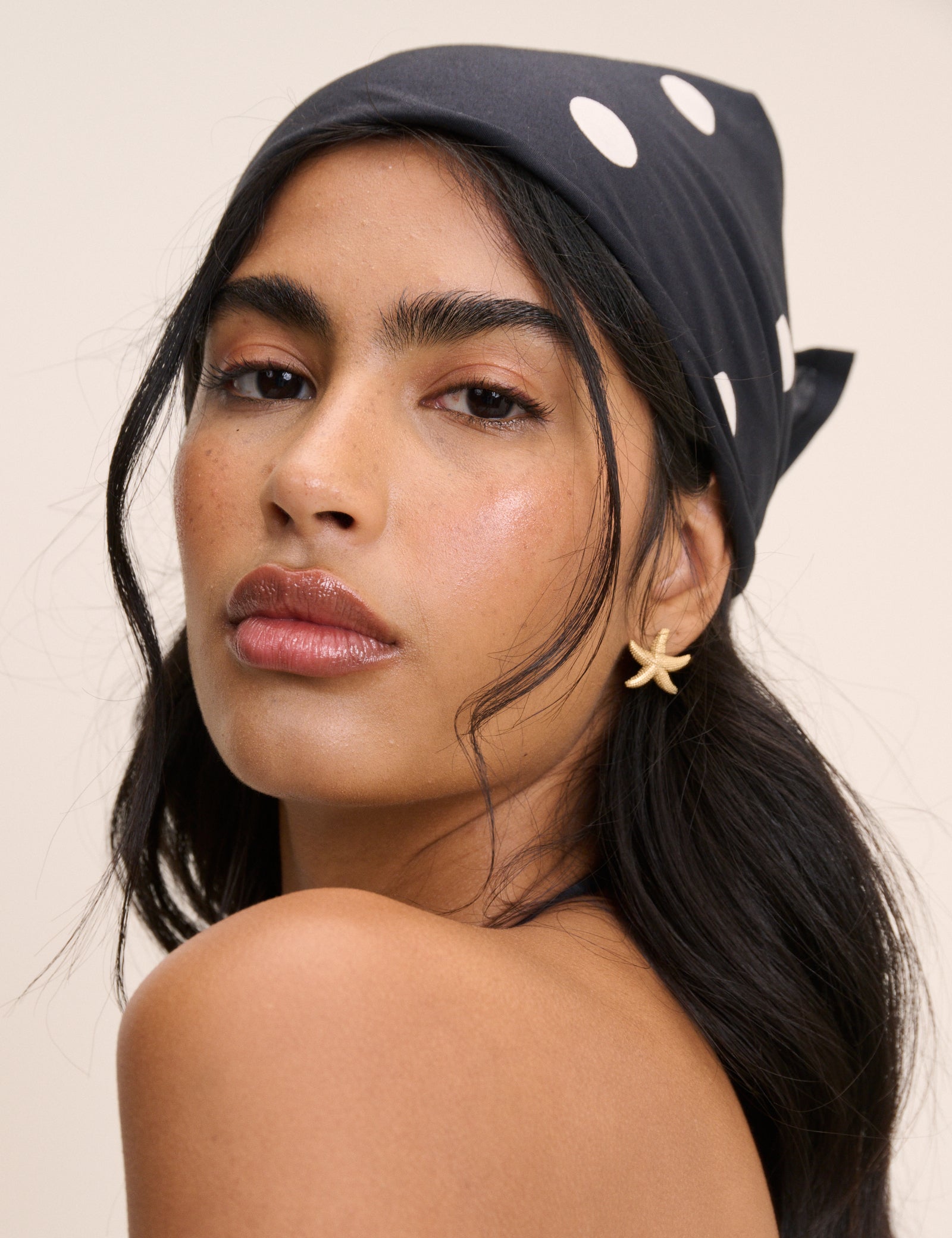 Black Polka Dot Square Scarf