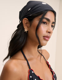 Black Polka Dot Square Scarf