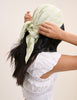 Green and White Gingham Printed Square Scarf