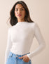 White Rib Jersey Long Sleeve Top