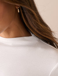 White Rib Jersey Long Sleeve Top