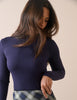 Navy Rib Jersey Long Sleeve Top