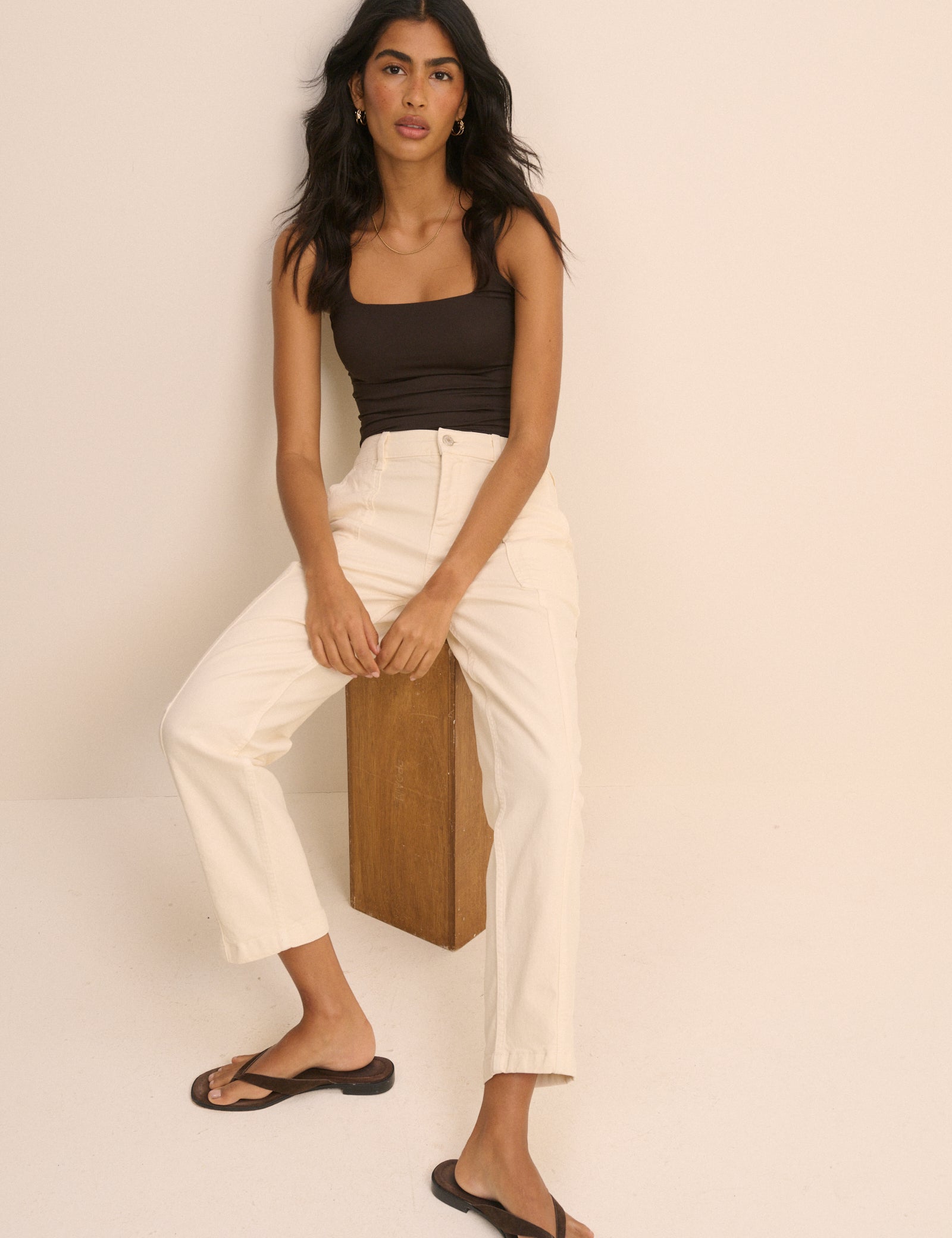 Cream Tapered Utility Taylor Trouser
