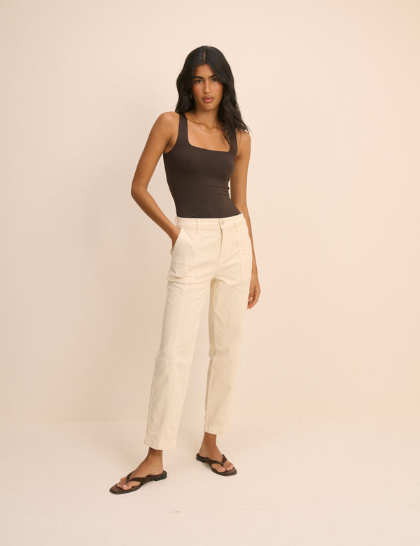 Cream Tapered Utility Trouser