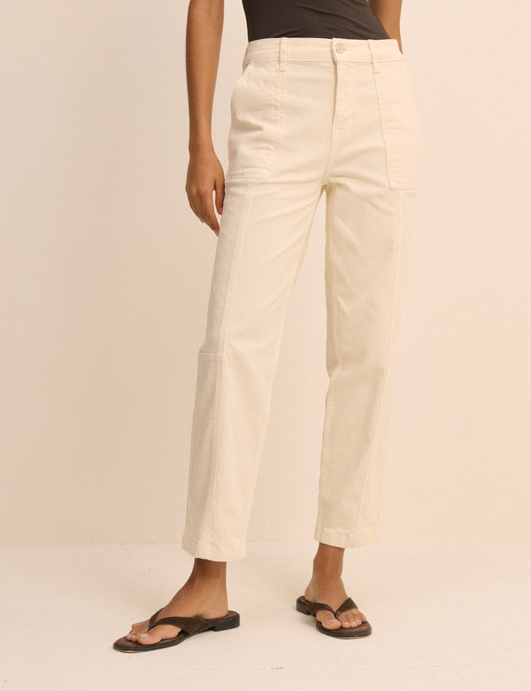 Cream Tapered Utility Trouser