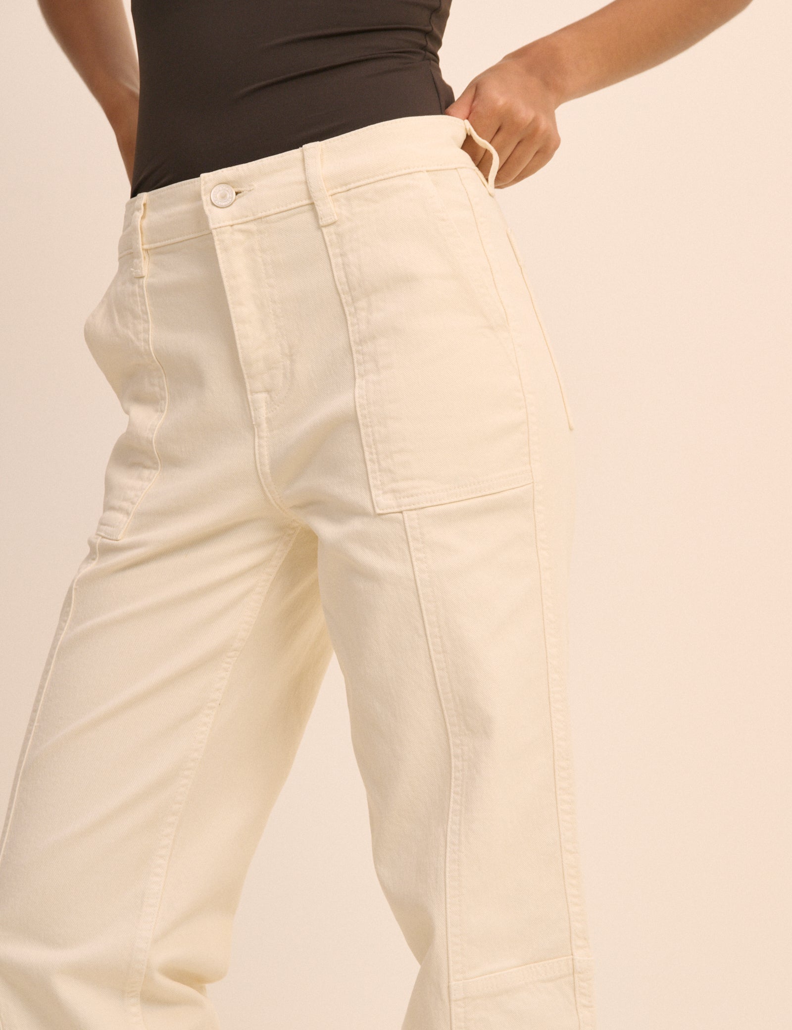 Cream Tapered Utility Taylor Trouser