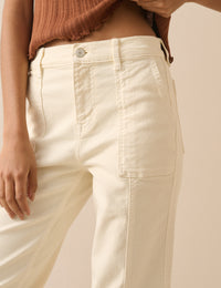 Cream Denim Tapered Trousers