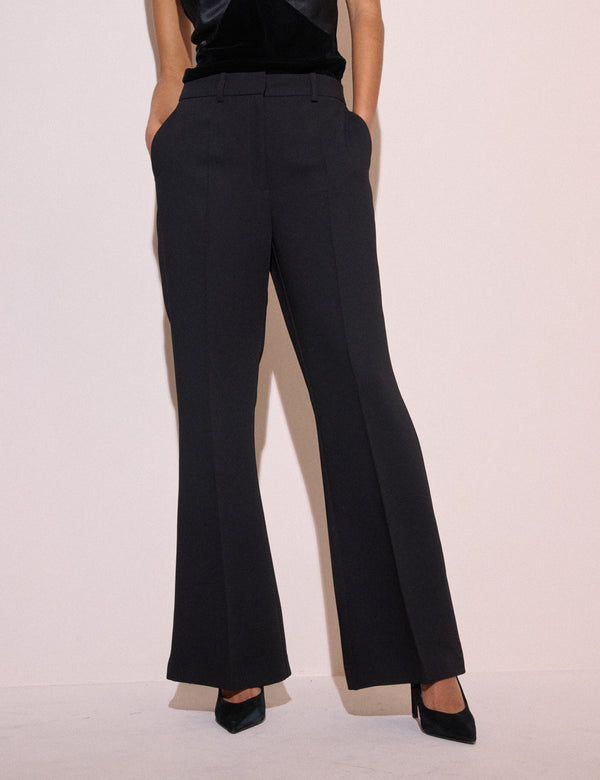 Black High Waisted Flared Trousers
