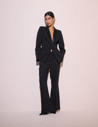 Black High Waisted Flared Trousers