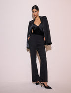 Black High Waisted Flared Trousers
