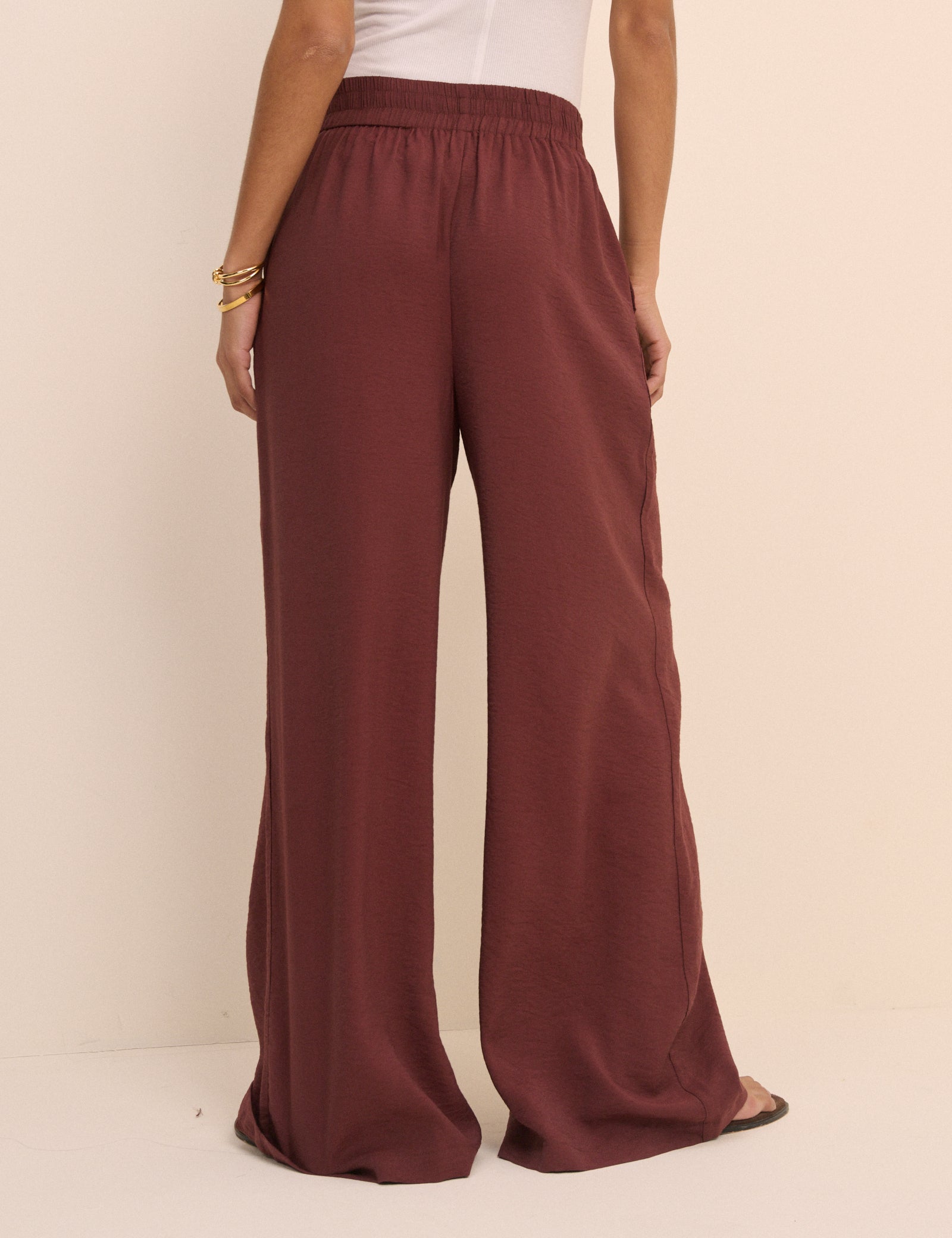 Burgundy Relaxed Wide Leg Trouser