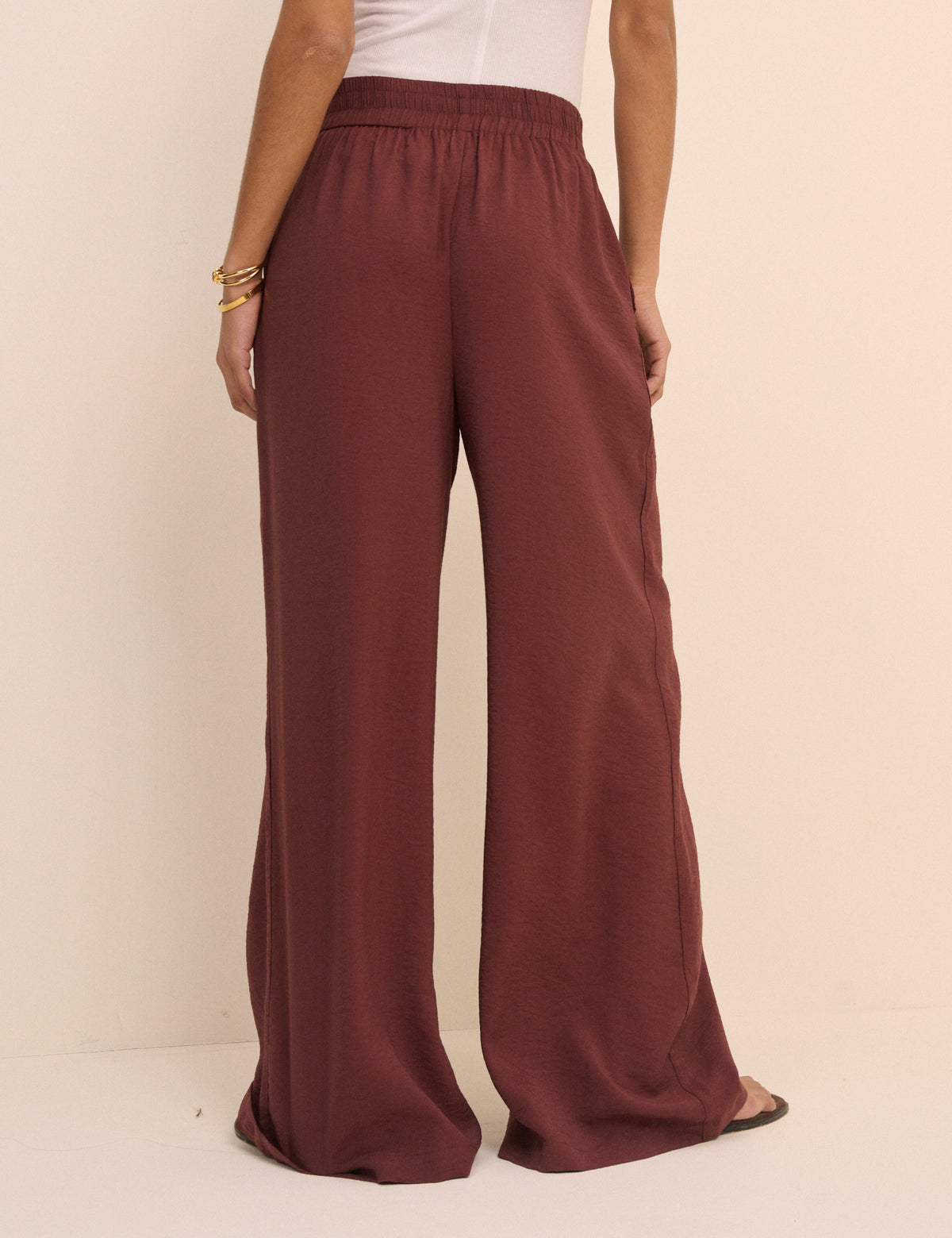 Burgundy Relaxed Wide Leg Trouser