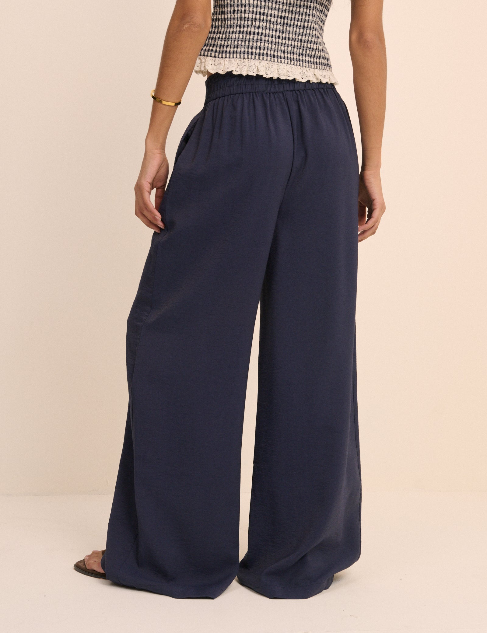 Navy Relaxed Wide Leg Trouser