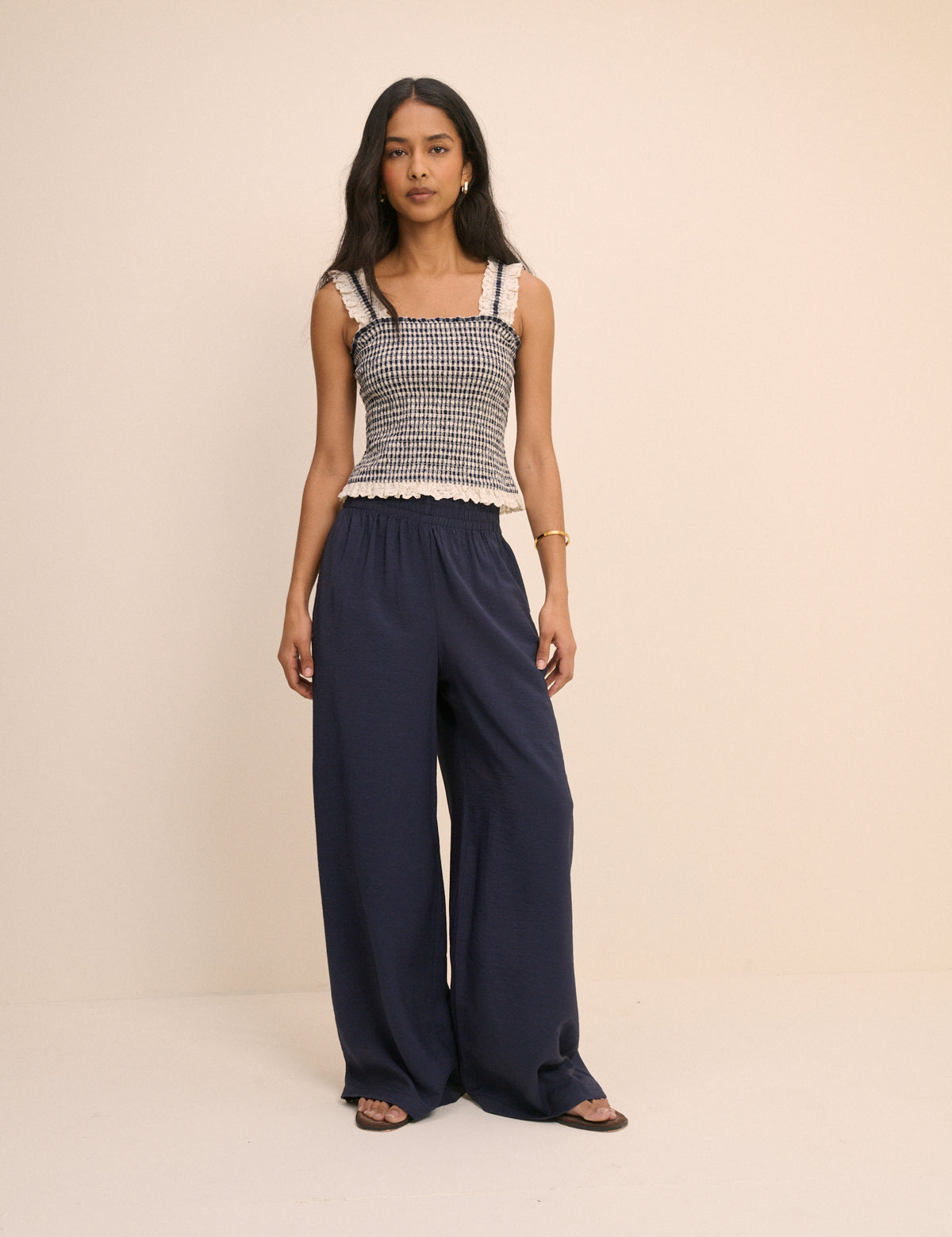 Navy Relaxed Wide Leg Trouser