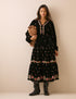Black Floral Velvet Lianne Midi Dress