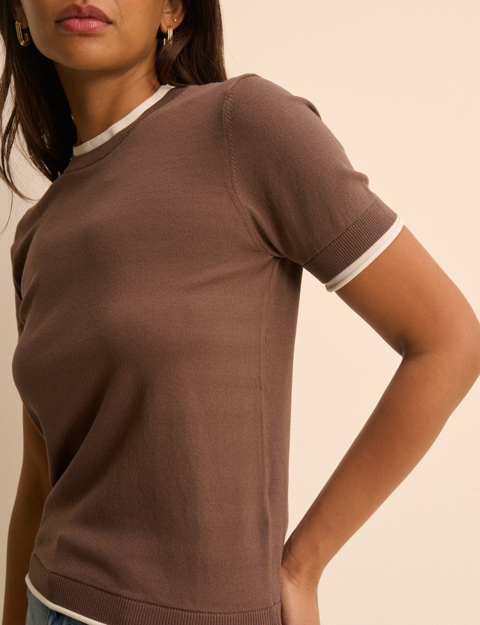 Brown Double Layer T-Shirt