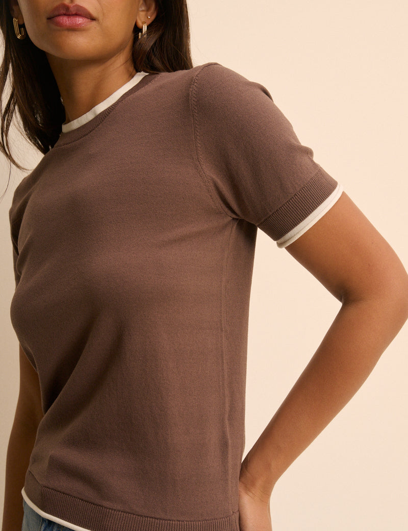 Brown Double Layer T-Shirt