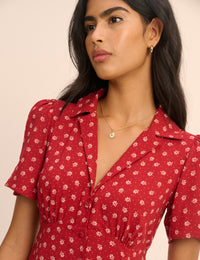 Red Polka Dot Button Front Dulcie Mini Dress