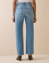 Mid Blue High Rise Kingston Straight Leg Jeans
