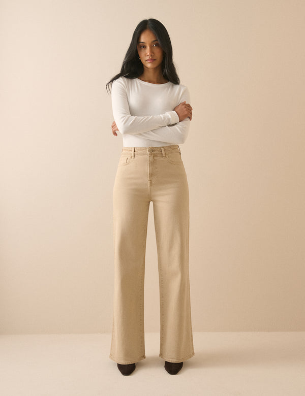 Sand High Rise Soho Wide Leg Jeans
