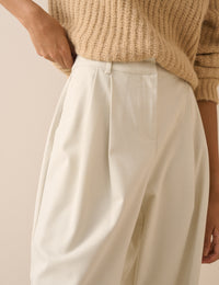 White Rowan Tailored Barrel Leg Trousers