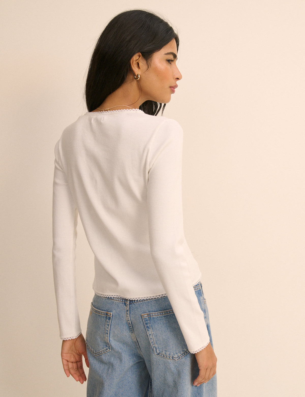 White Broiderie Trim Cardigan