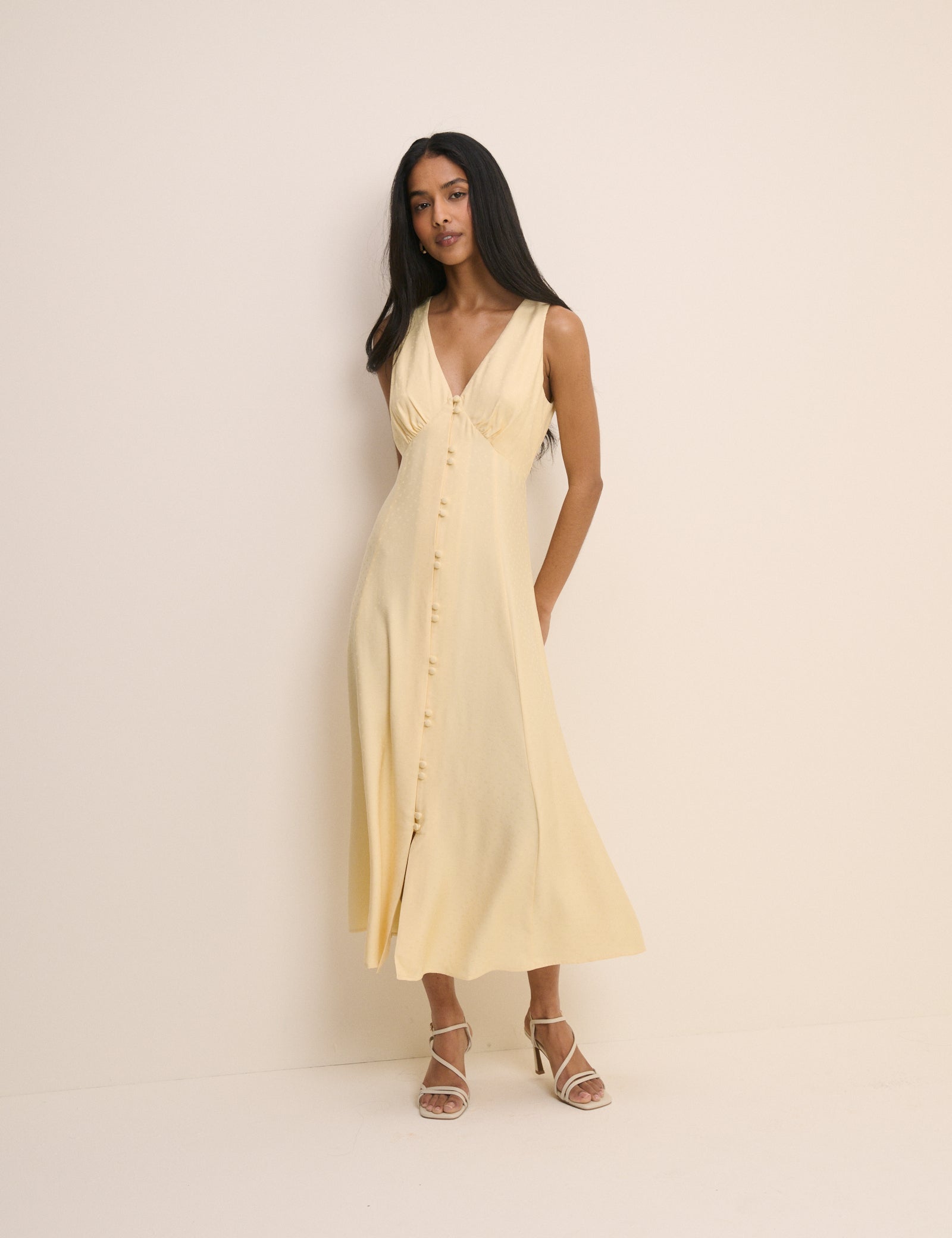 Butter Yellow Heart Jacquard Satin Avery Midi Dress Butter Yellow Heart Jacquard Satin Avery Midi Dress