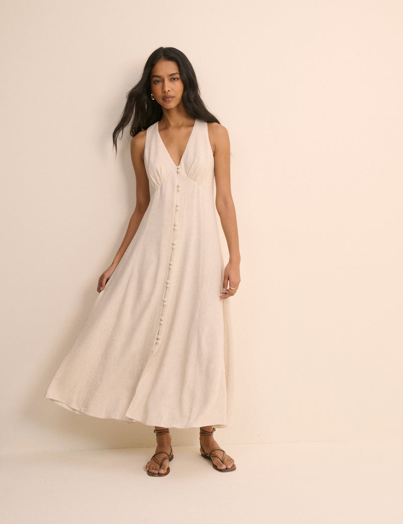 Stone Sleeveless Avery Midi Dress