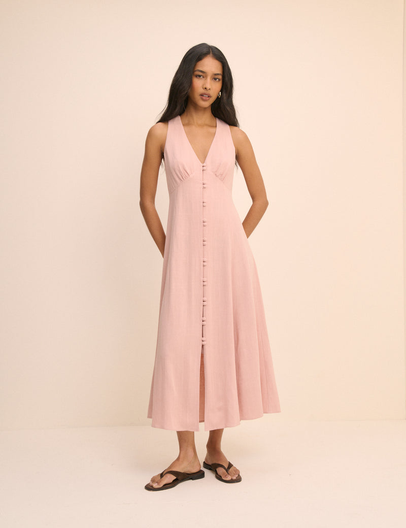 Dusty Pink Sleeveless Avery Midi Dress