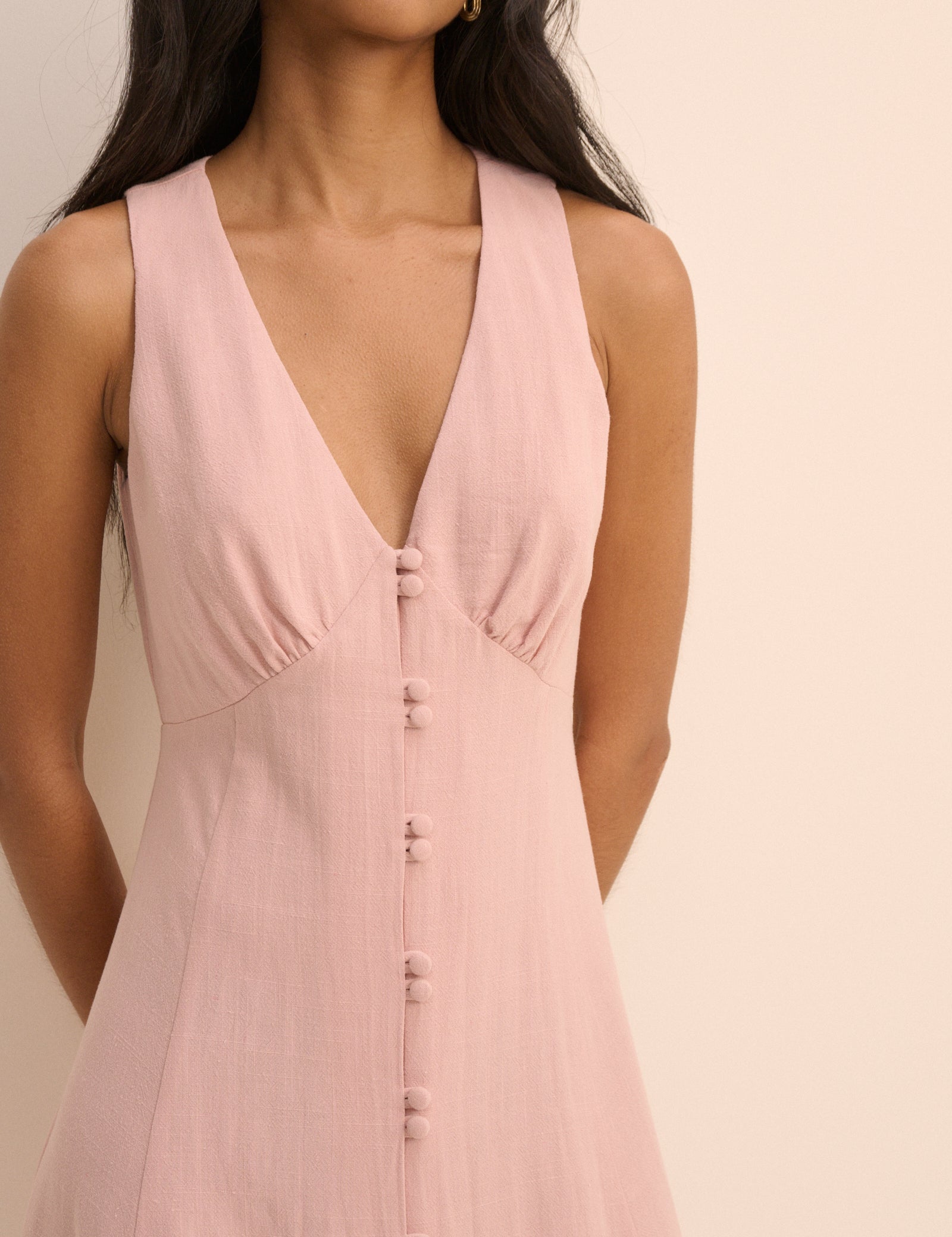 Dusty Pink Sleeveless Avery Midi Dress