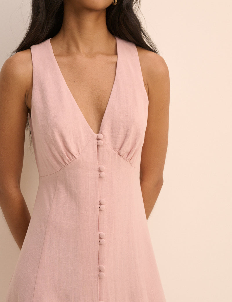 Dusty Pink Sleeveless Avery Midi Dress
