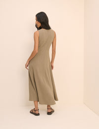 Taupe Sleeveless Avery Midi Dress