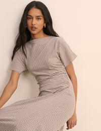 Grey Stripe Jersey Nellie Midi Dress
