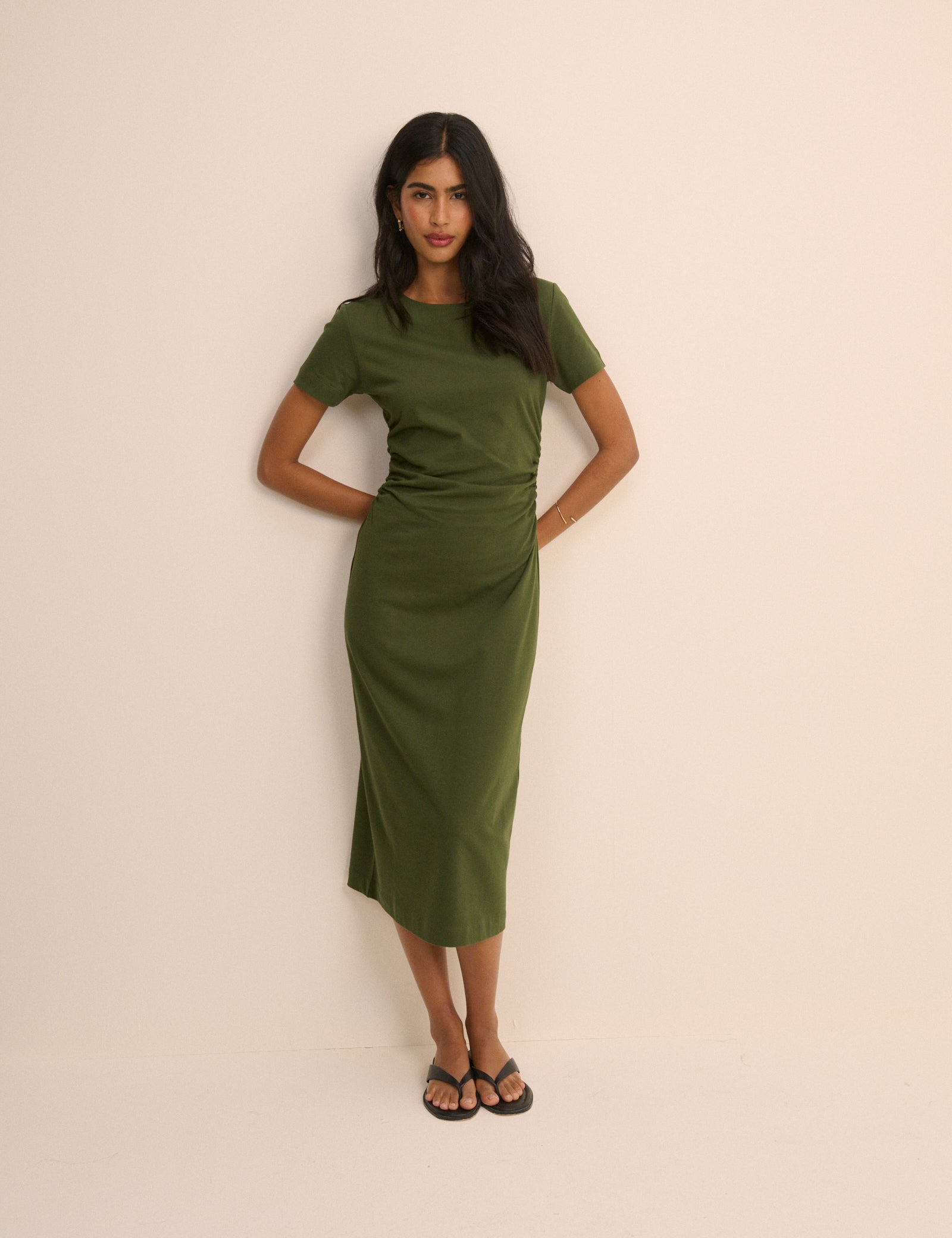ruched jersey midi dress TravisMathew Women's Cloud Jersey Ruched Midi Dress in Navy Blazer, Size Small